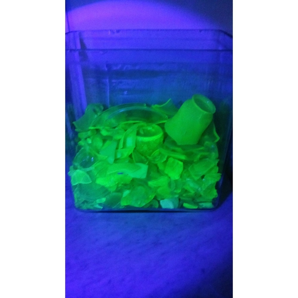 232. 1 lb of Uranium Glass Shards and Cullet for crafts